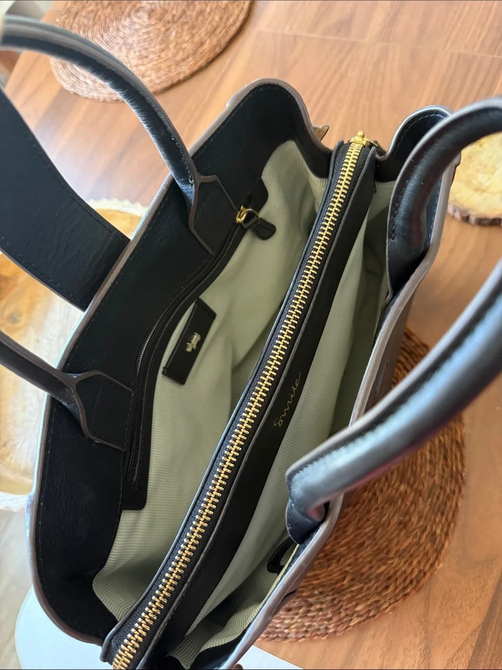 RADLEY LONDON Black Leather Satchel with Gold Hardware